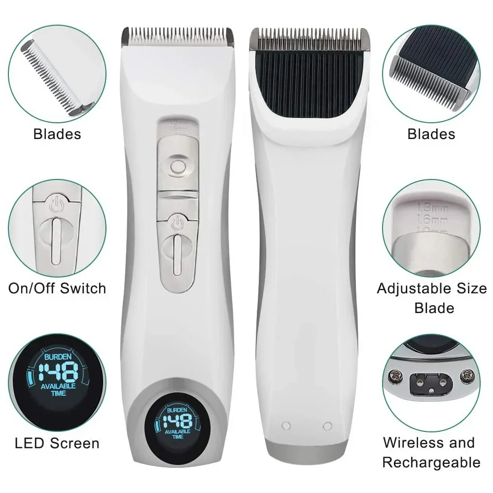 Imagem -02 - Codos-aparador de Pêlos Elétricos para Cães Longos Cabelo Clipper Profissional Tela Lcd Pet Clippers Haircut Machine Cp9600