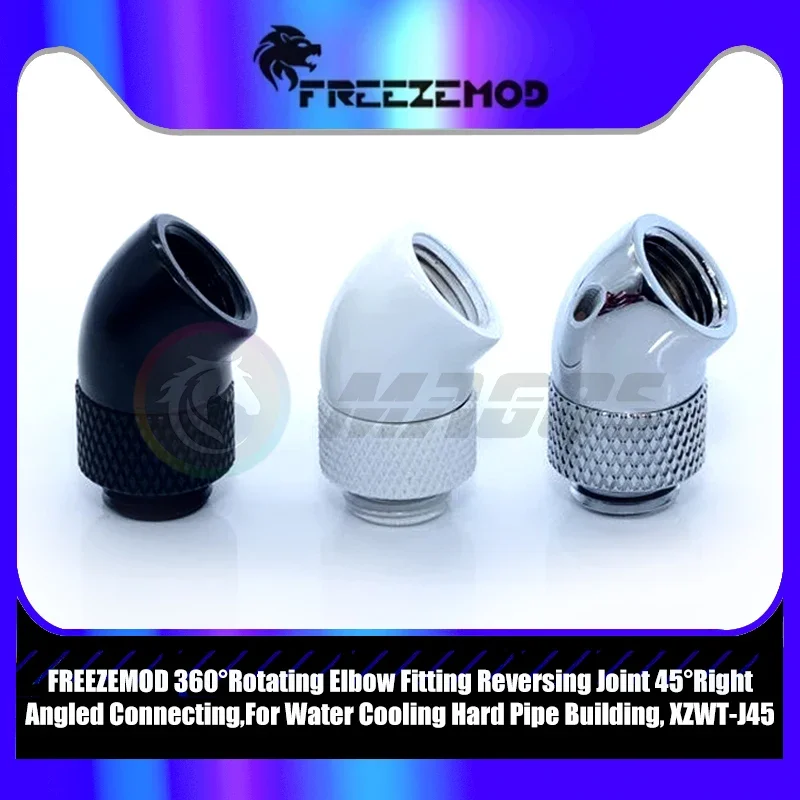 Freezemod 360° Rotating Elbow Fitting Reversing Joint 45° Right Angled Connecting,for Water Cooling Hard Pipe Building,