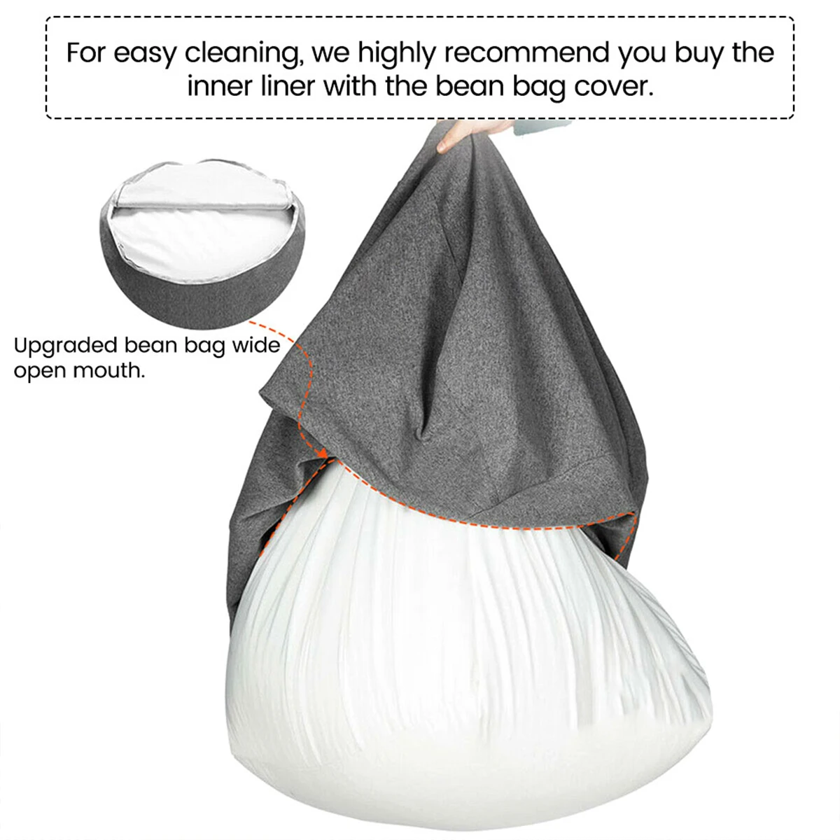 Large Bean Bag Lazy Seat Chair Sofa Inner Liner Cover Couch Soft Fluffy Breathable Adult Child Tatami  Decorative No Padding