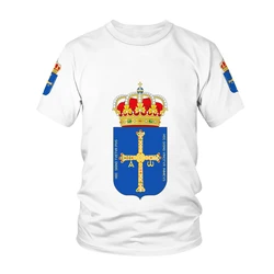 Asturias National Flag Pattern Same Style T-shirt For Men Hot Selling New Summer Women Short-sleeved T-shirt Tops Children 3D