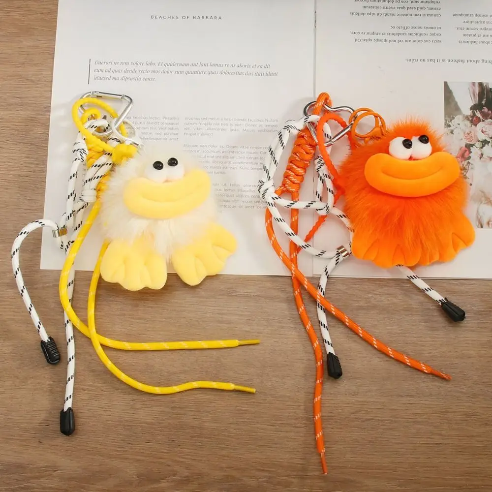 

PP Cotton Plush Sausage Mouth Doll Keychain Braided Rope Fluffy Stuffed Briquettes Doll Keyring Collection Cartoon