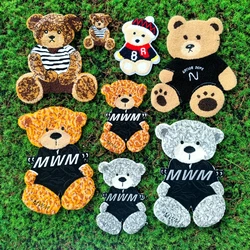 Embroidery Chenille Patch pink Bear Animal Cartoon Badges hats Bears Appliques Patches for Clothing DIY Accessory ID235221
