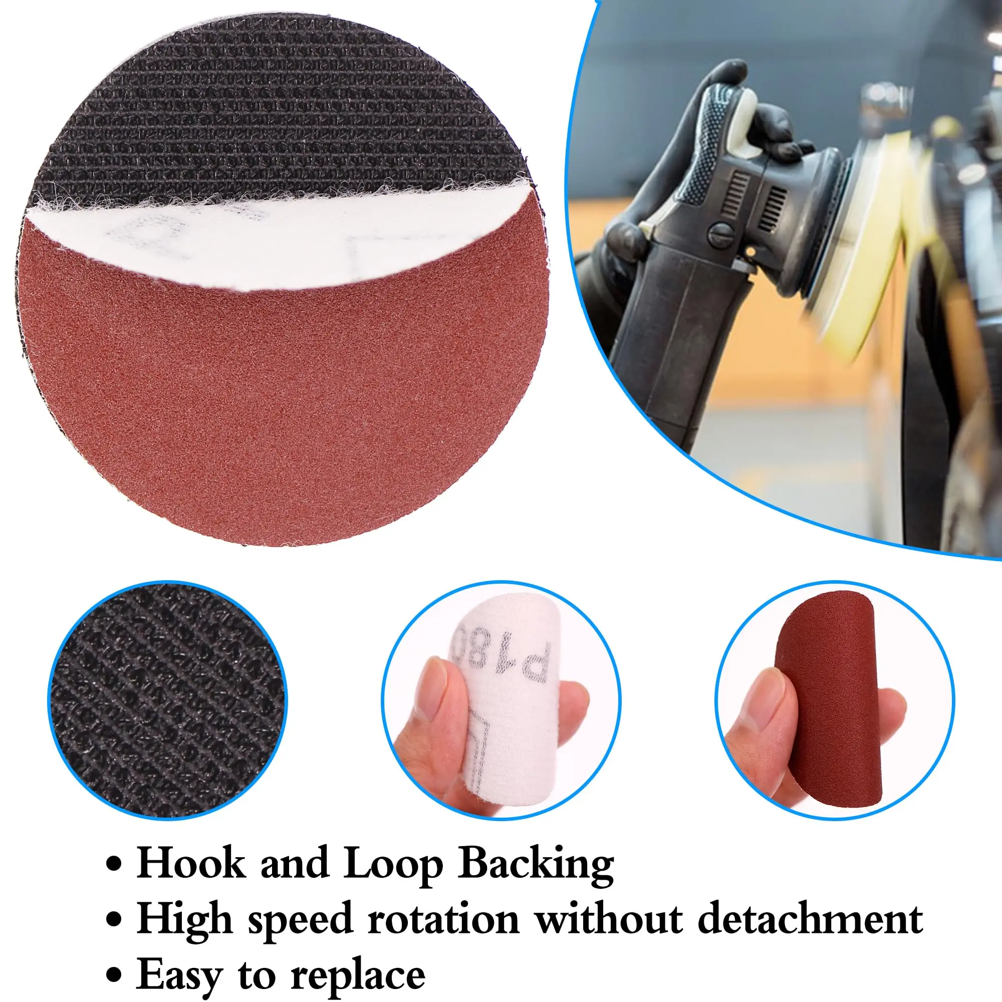 204 Pcs 2 Inch Sanding Disc Set Hook and Loop Drill Bit Sander Attachment Assorted for Die Grinder Rotary Tools for Polishing