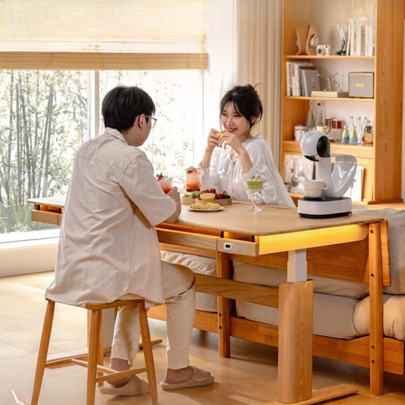 

Solid wood electric lifting table Computer table Household study desk Workbench lifting table