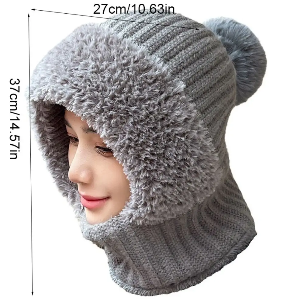 Simple Multi functional Balaclavas Hat Solid Color Windproof Knitted Beanies Hat Bib Thickened Mask Neck Cover Set Ski