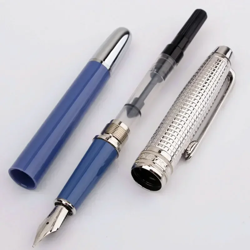 أعلى جودة قبعة فضية زرقاء عميقة عالية الجودة قلم حبر جاف MB الكتابة اللوازم المكتبية المكتبية مع الرقم التسلسلي