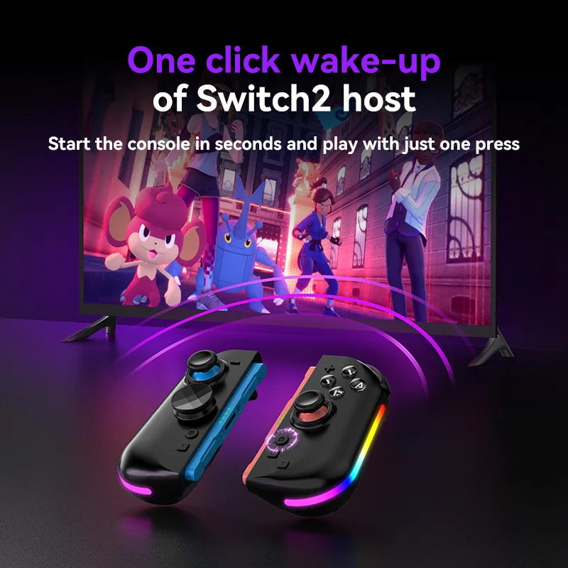 JOY-07 Magnetic Wireless Joy-Con for Switch 2 L/R Split Joypad with RGB Light 9-Axis Motion Gyro One Key Wake Up Game Controller