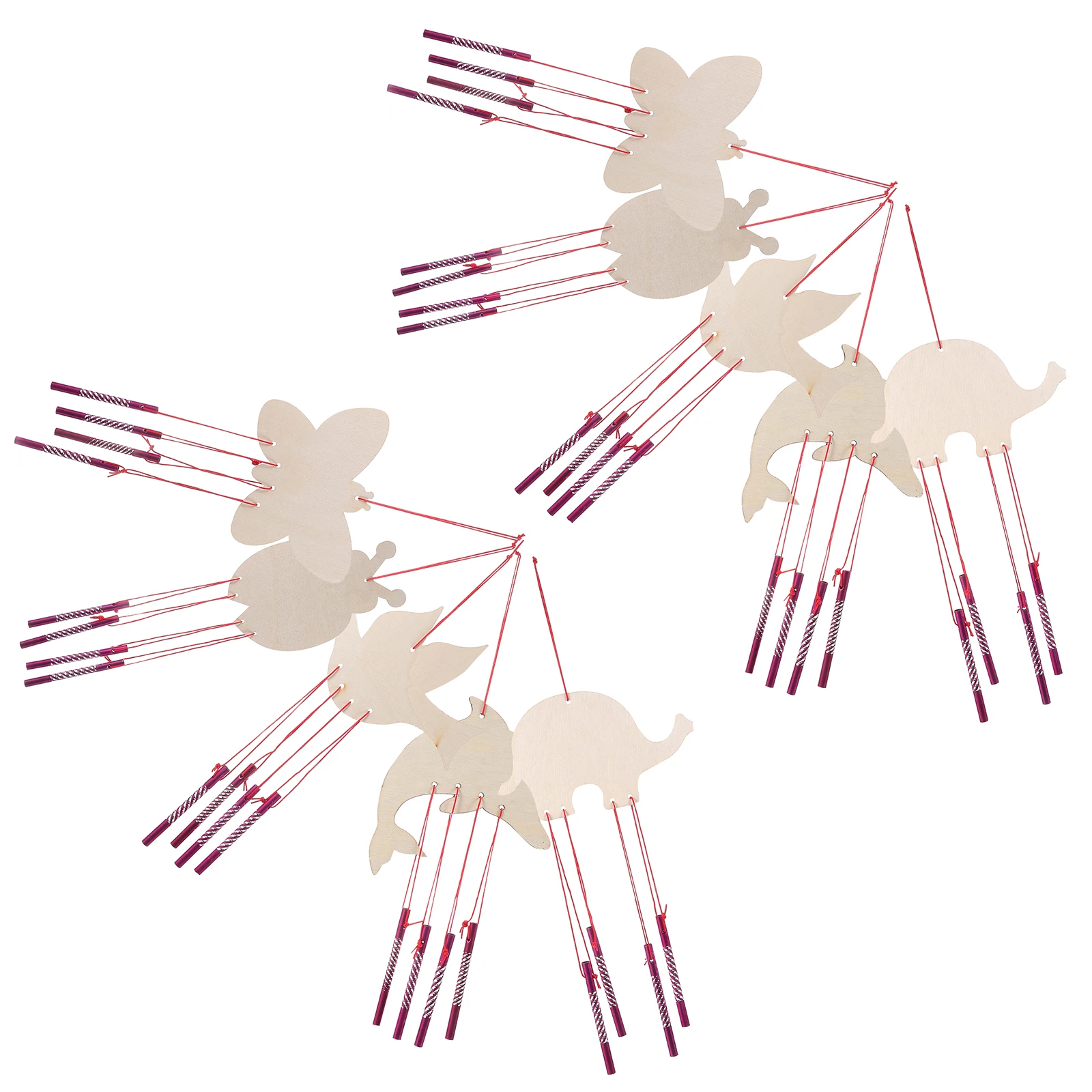 

10pcs Wooden Wind Chime Kit Diy Craft For Kids Insect Animal Ornaments Home Garden Decor Spring Party Activity Set Dolphin