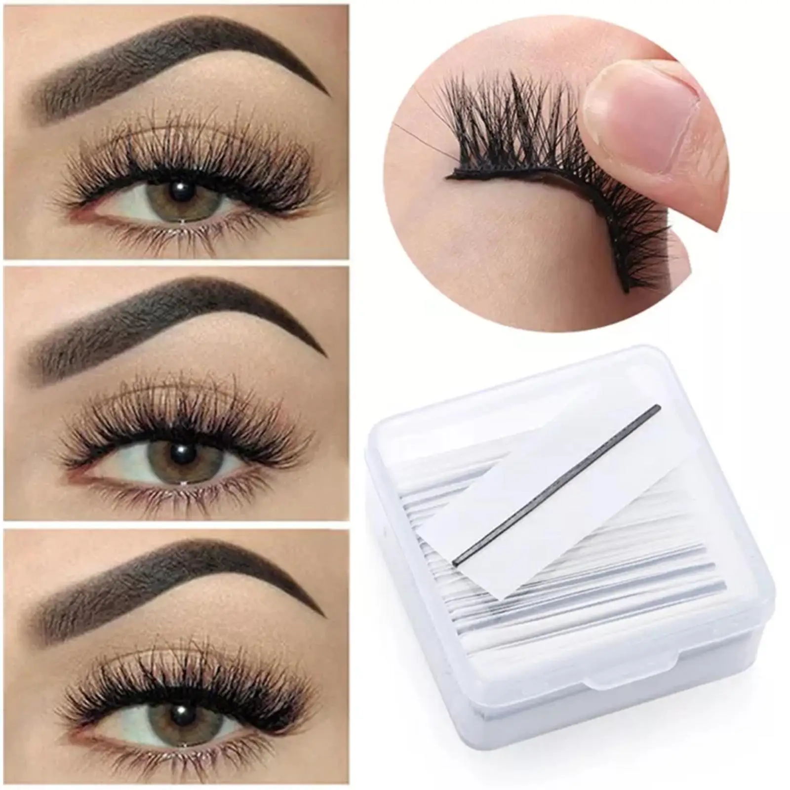 Wieder verwendbare selbst klebende kleber freie Wimpern klebestreifen Wimpern falsches Klebeband hypo allergenes Make-up selbst klebende Wimpern werkzeuge u4n3