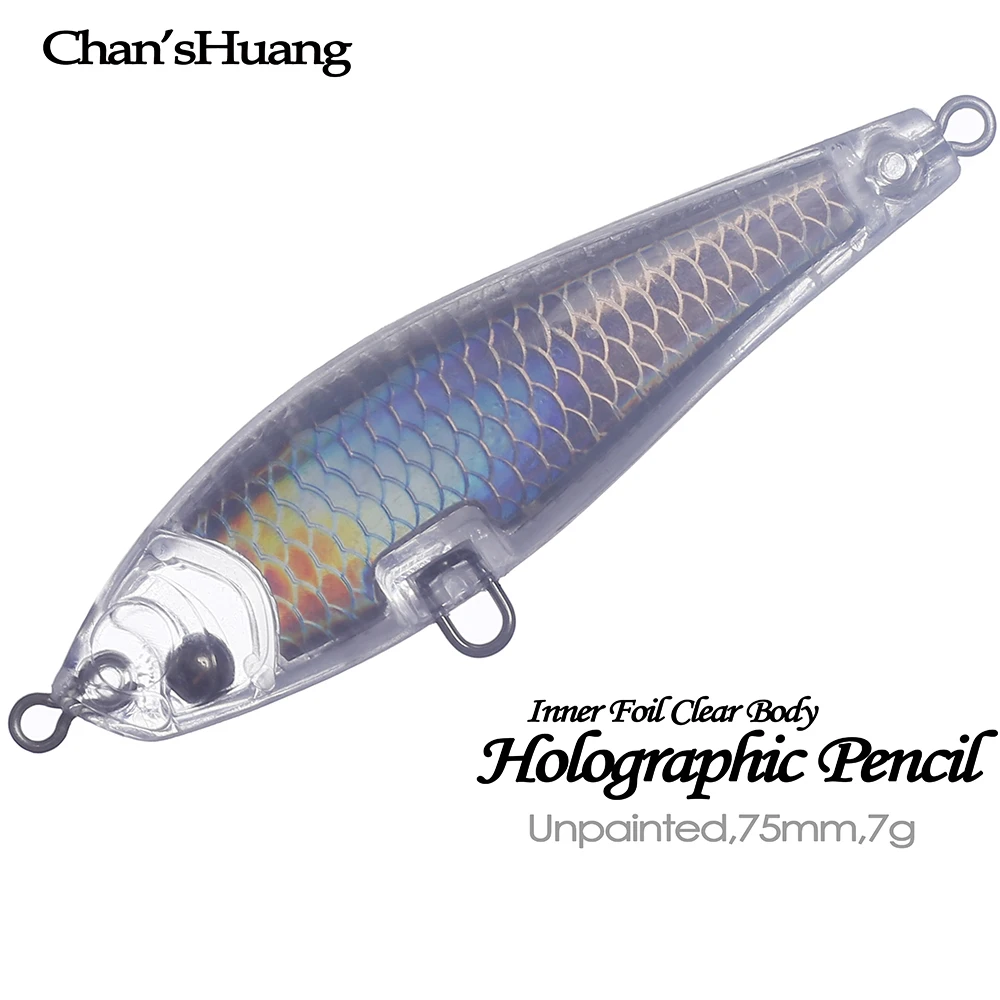 

Chan’sHuang 20PCS Inner Foil Pencil Bait Unpainted Blanks 7.5cm 7g Floating Fishing Artificial Lures DIY Wobbler Tackle