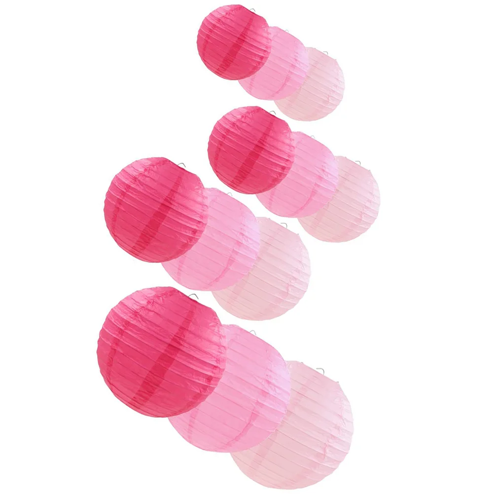 

12pcs Round Decorative Hanging Chinese Paper Lanterns Hanging Paper Lanterns Style Festival Home Office Garden Party