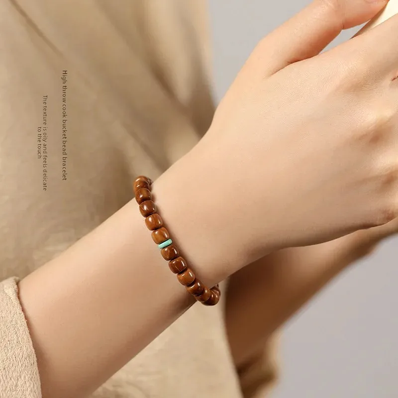 Collection Cook Bodhi Old Bead Single Circle Bracelet Artistic Simple Magnesite Turquoise Spacer WenPlay Bucket Bead Hand String