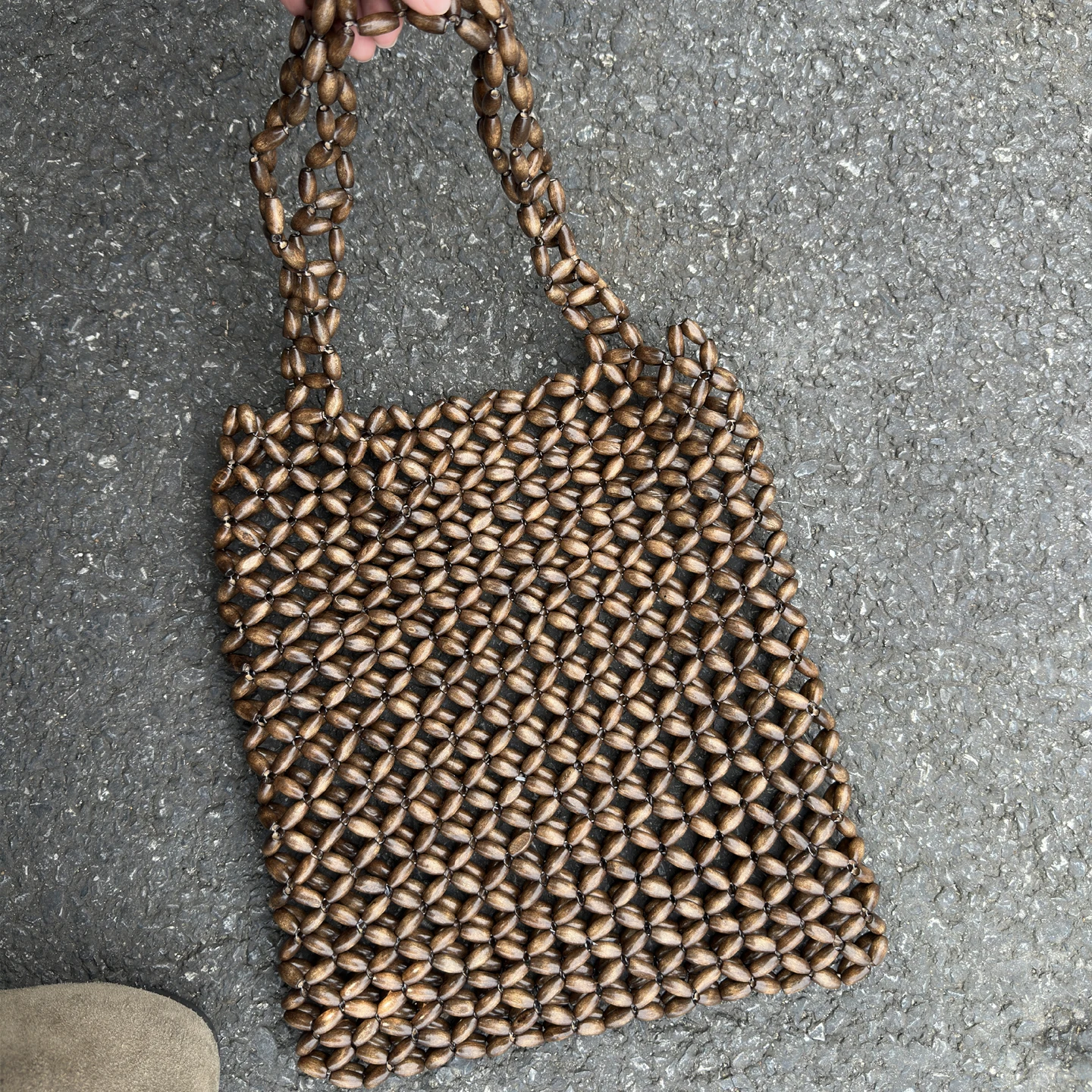 

Vintage Wooden Beading Women Handbags Designer Hollow Beads Tote Bag Handmade Casual Summer Beach Bag Bali Purses 2025 Sac