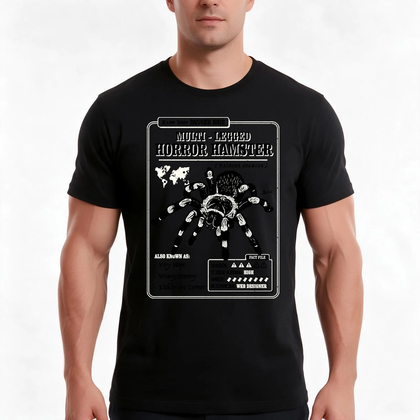 Multi-Legged Horror Hamster T-Shirt, Summer Casual Cotton Tee, Oversized Streetwear Tops, Vintage Graphic Print, 100% Cotton