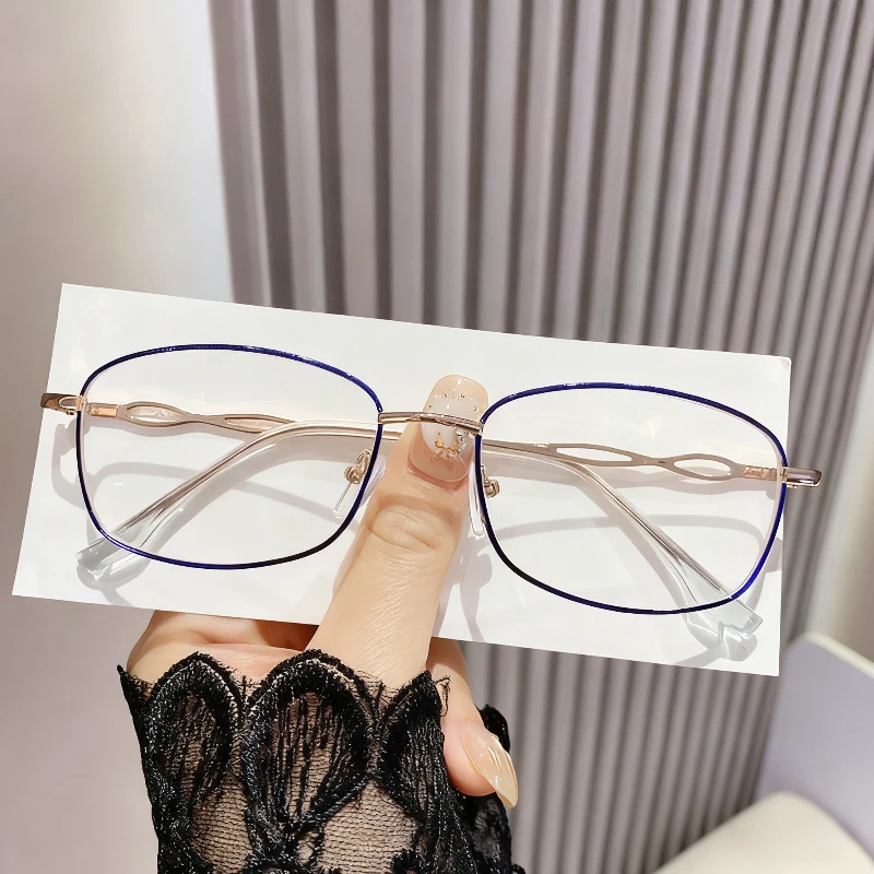 

Anti Blue Light Blocking Reading Glasses for Woman Presbyopia Stylish Full Metal Frames Eyewear Exquisite Portable HD Eyeglasses