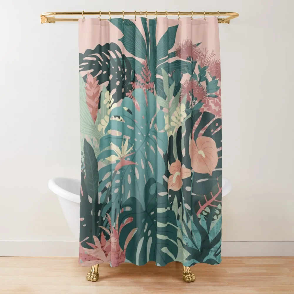 

Tropical Tendencies (on Peach and Green) Shower Curtain For Bathroom In The Bathroom Window Shower Sets For Bathroom Curtain