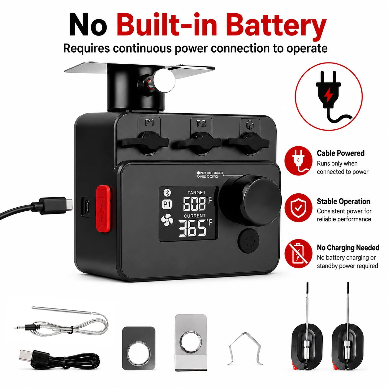 Draadloze Bluetooth-vleesthermometer PID BBQ-ventilatorcontroller Temperatuurregelingssonde voor Smoker Kamado Oven