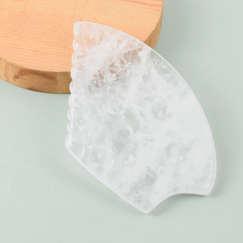 

White Crystal Comb Sawtooth Gua Sha Tool Massage Head Health Care Body Face Natural Stone Crystal Scraping Board Massager