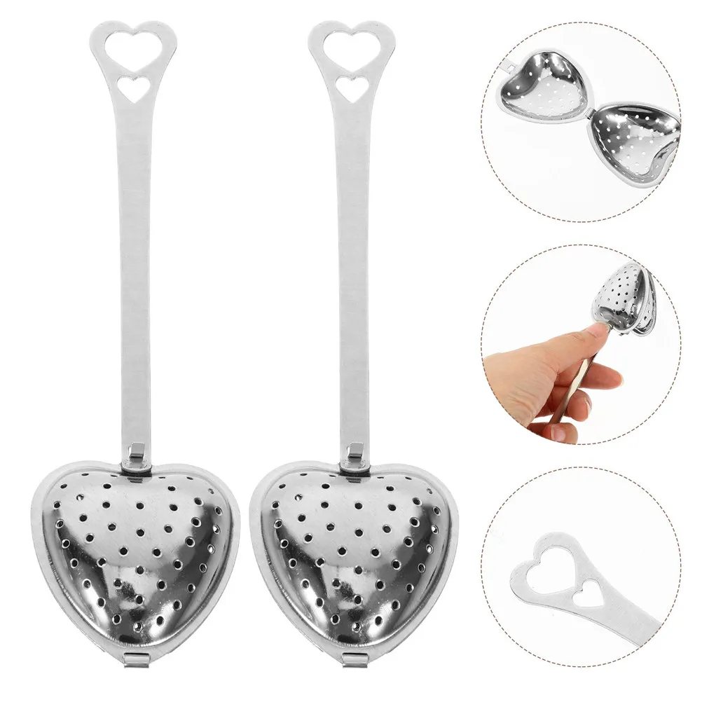 10 Piezas Infusor de Té en Forma de Corazón de Acero Inoxidable con Malla Fina y Cuchara con Mango Largo para Infusión de Hojas de Té