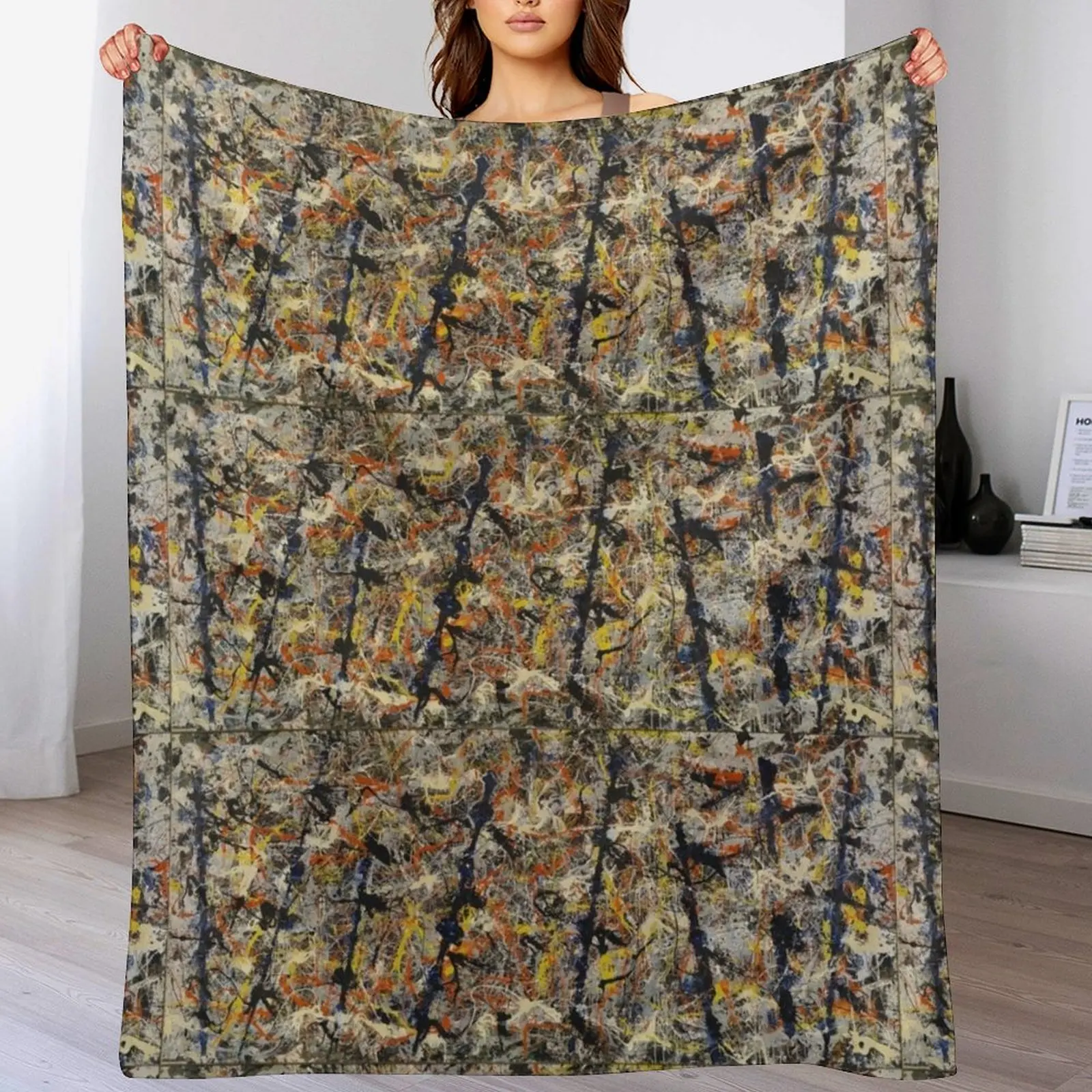 Jackson Pollock - Blue Poles - abstract expressionist painting Throw Blanket for winter Multi-Purpose Blankets