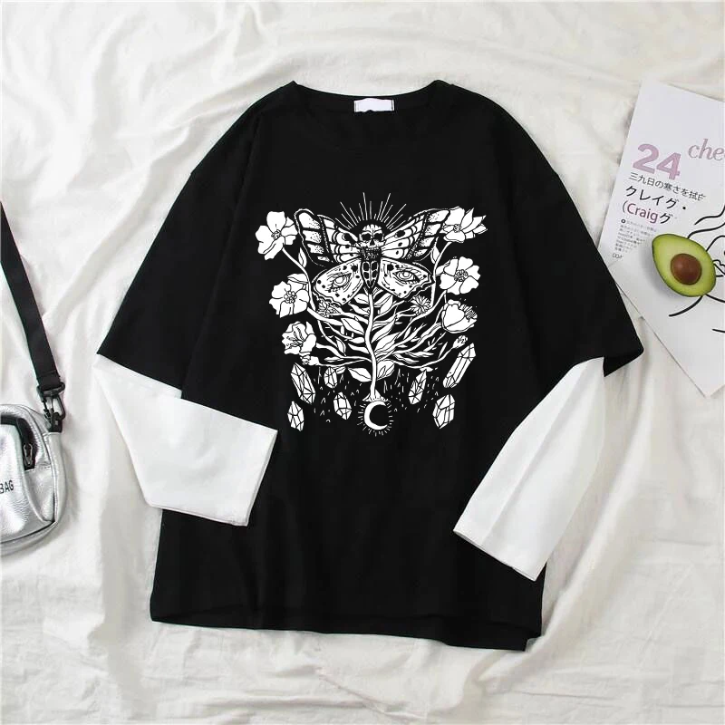 

American Vintage Creative Comic Pattern Printing T-shirt Women's Clothing Harajuku Aesthetic Tee Trendy Versatile Loose Soft Top