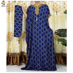 High Quality Flower Sleeve 2 Pieces African Dashiki Floral Print Waist Belt Cotton Caftan Lady Summer Maxi Casual Dresses