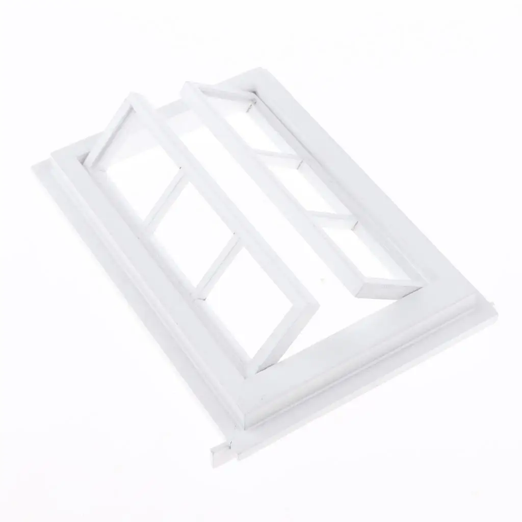 Miniature Wooden Window 6-Pane 1:12 Scale Dolls House Furniture White