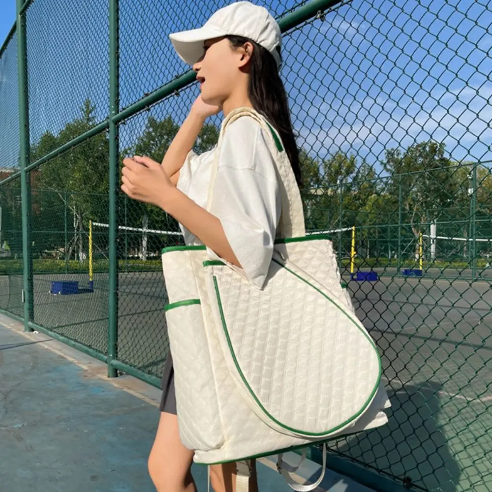 

2 Rackets Tennis Racket Bag Nylon Multiple Pockets Racquet Carrying Bag Casual Large Capacity Badminton Backpack Men and Women