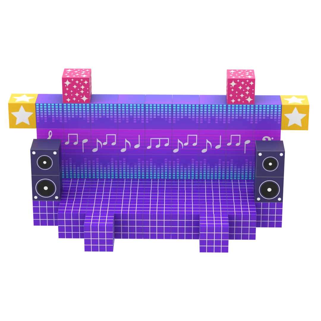 كتل مغناطيسية - مجموعة عالم مغناطيسية لبناء موضوع الموسيقى مكونة من 100 قطعة، ألعاب مكعبات بناء البلاط المغناطيسي الإبداعي، لعبة حسية