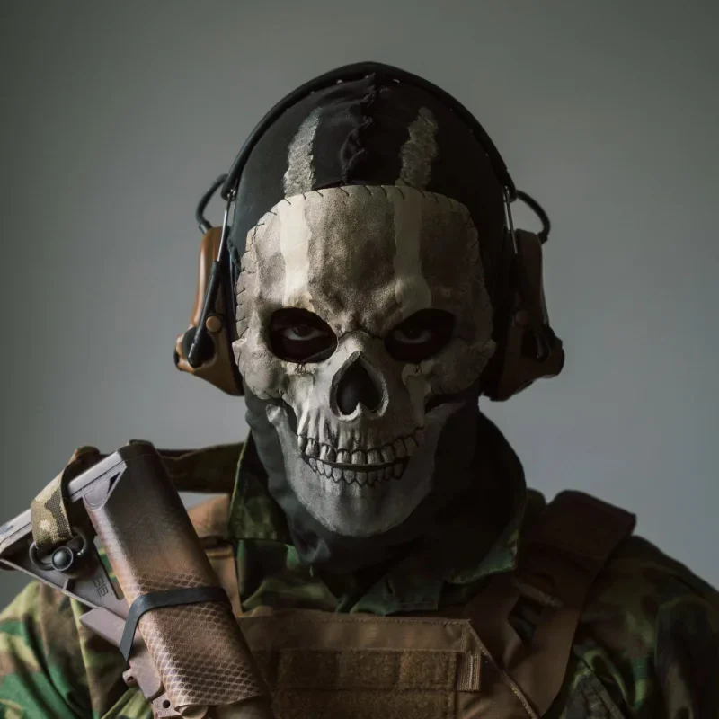 Unisex Horror Call of Duty Ghost Tactical Skull Mask Halloween Perform Party Masquerade Prop Helmet Cosplay Latex Headgear