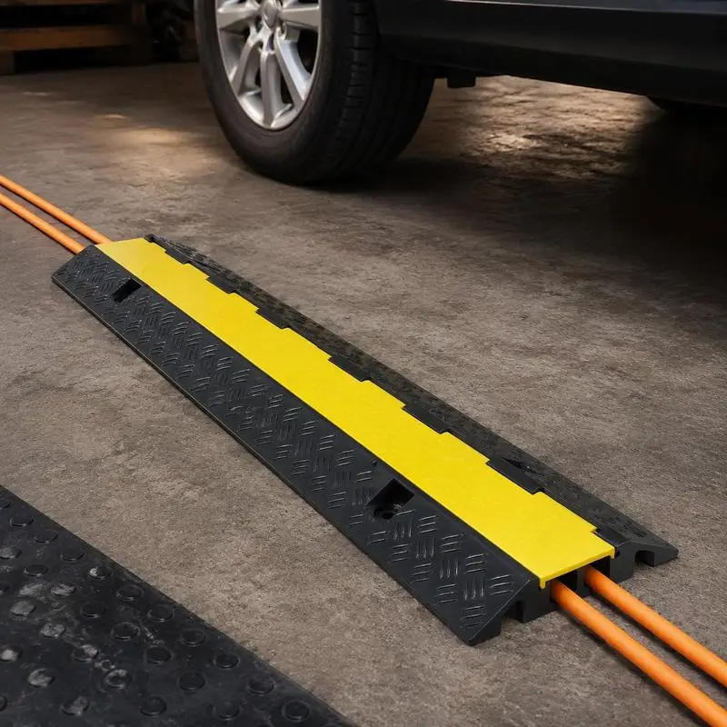 Passerelle de câbles de 1005 mm, 9979 kg, protection en caoutchouc à 2 canaux (32x31 mm), protection contre les chocs, protections de sol, pour zones à seuils élevés, maison, bureau, entrepôt, 1 pièce