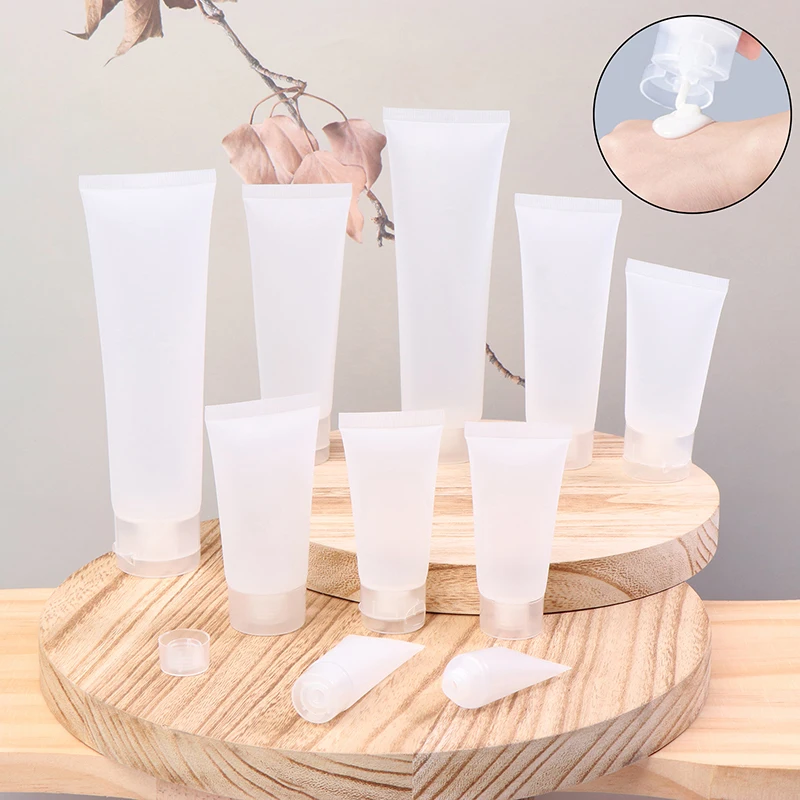 5PCS Squeeze Lotion Container Refillable Bottle Travel Pack Empty Matte Clear Tube Cosmetic Cream Lotion Shampoo Bath