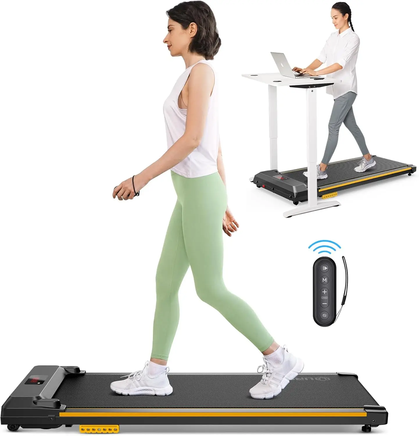 Cinta de correr debajo del escritorio, almohadilla para caminar 2 en 1 para el hogar/oficina, cinta de correr portátil con control remoto, pantalla LED