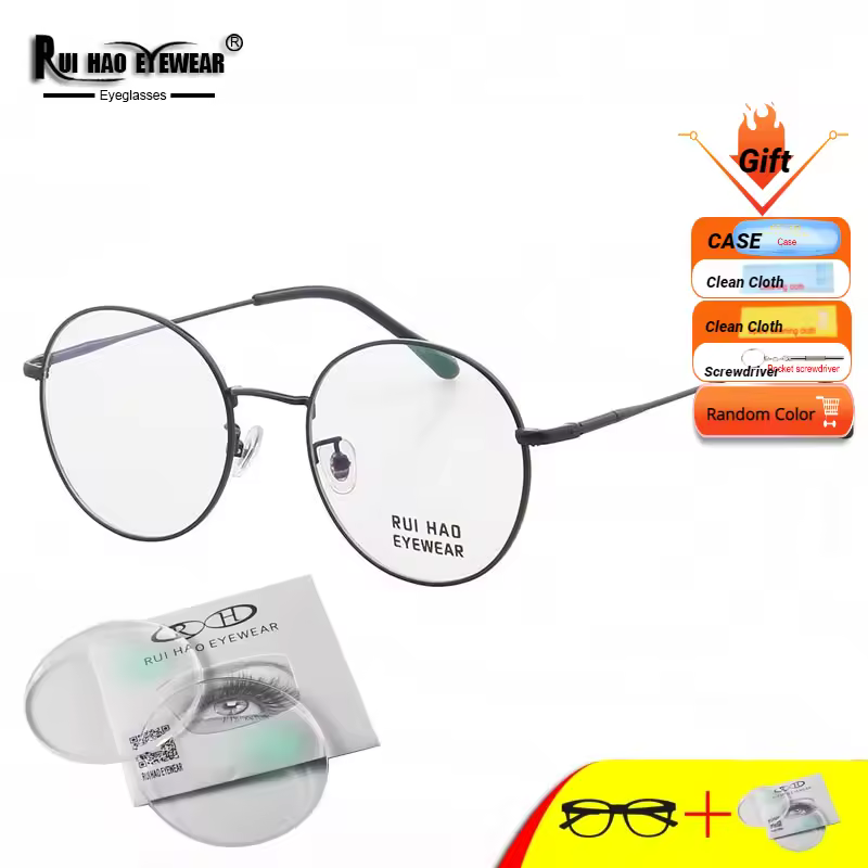 Monture de lunettes de vue ronde personnalisée en résine, pour myopie, verres progressifs, correction de la vision personnalisée 6621