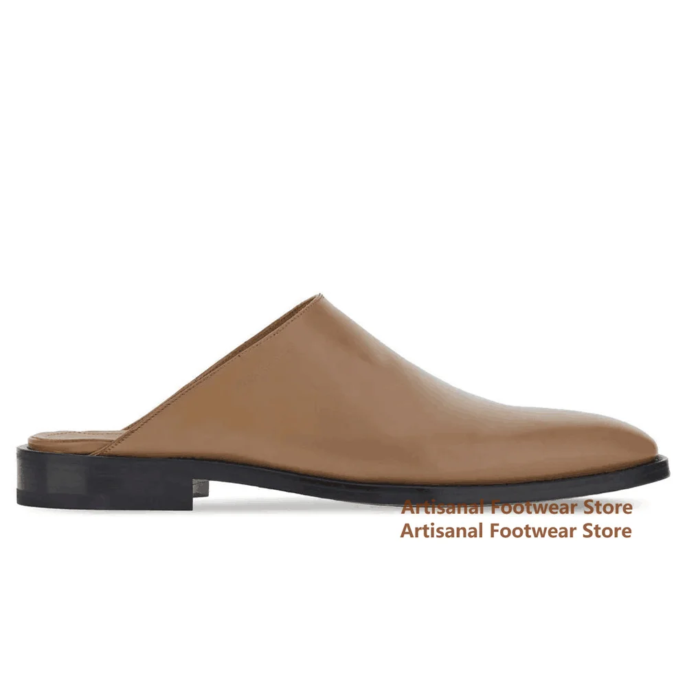 

Cowhide Mules Slippers Designer Black/camel Low-Cut Slip On Slippers Outdoor Leather Casual Shoes Males Slides New In Men Shoes