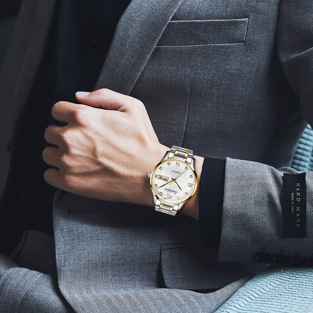 Sunlifex 2024 Orologio tradizionale da uomo d'affari Orologio al quarzo da indossare ogni giorno semplice e per il tempo libero
