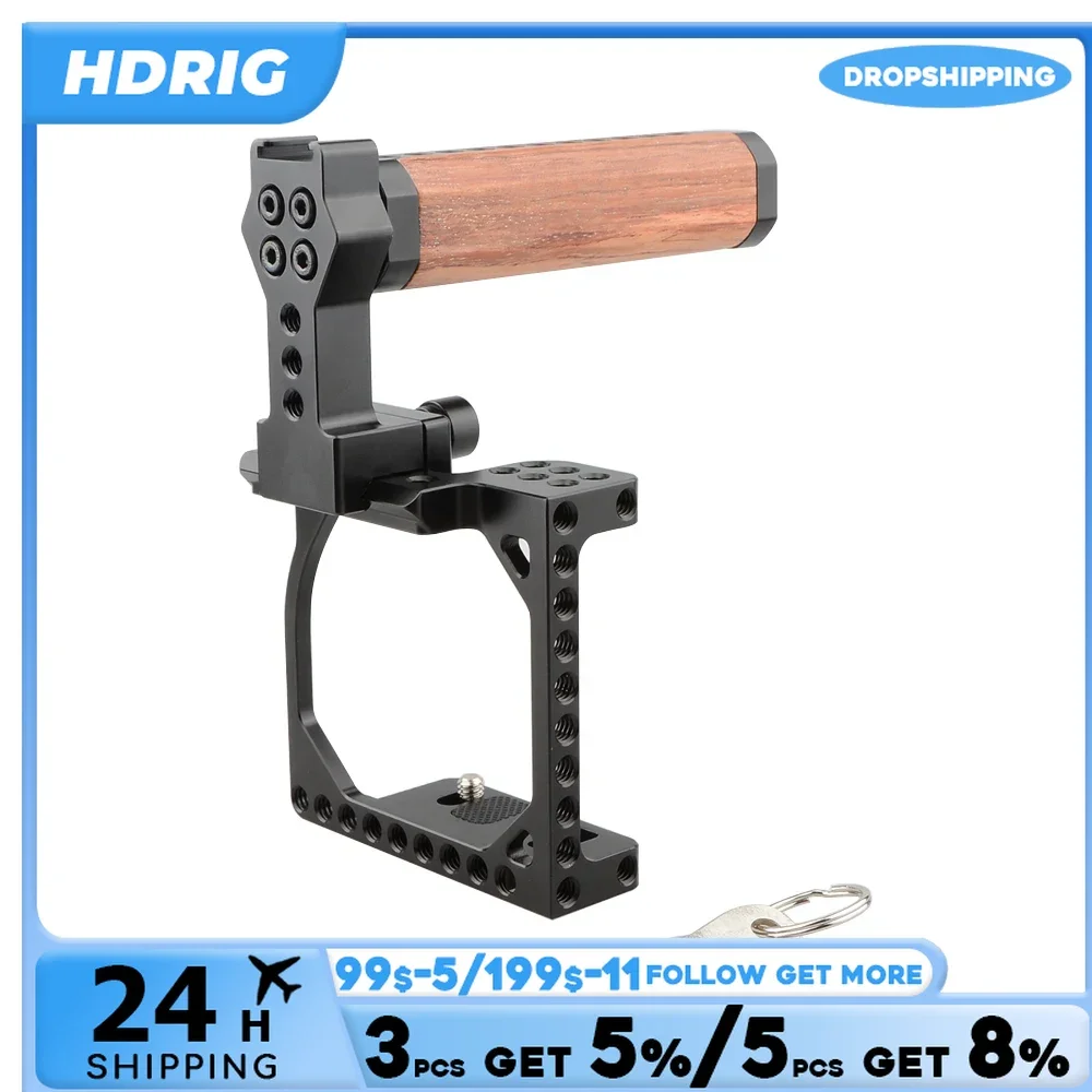 Equipamento da gaiola da câmera de hdrig com punho superior de qr para sony a6000 a6300 a6400 a6500 a6600 4k câmeras dslr câmera gaiola equipamento
