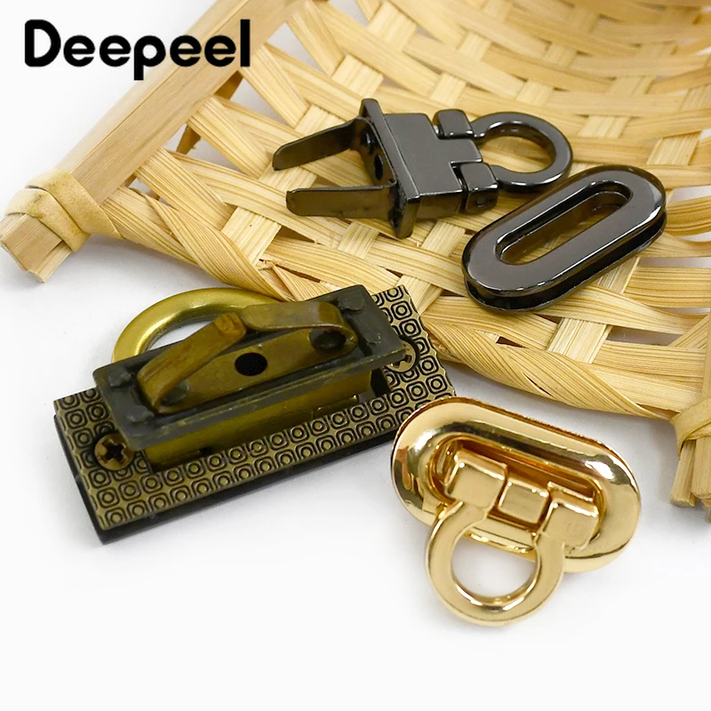 2Pcs Deepeel Metal Turn Twist Lock Clasp Bags Closure Buckle Handbag Purse Decor Snap Locks Clasps Luggage Hardware Accessories