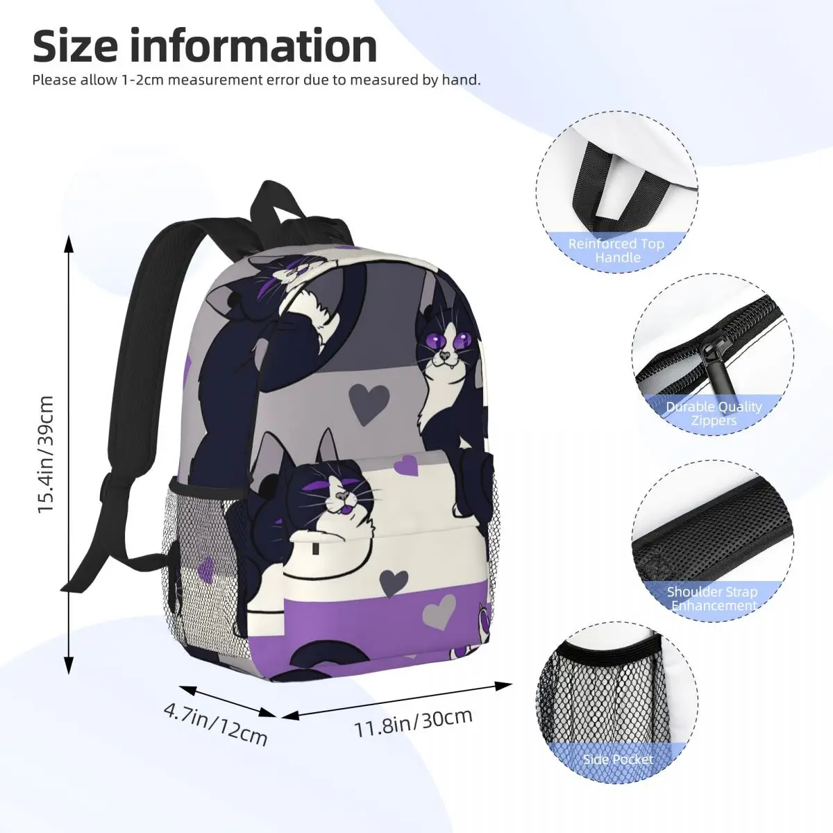 Queer Kitties-mochila Asexual para niños y niñas, mochila escolar de moda, bolso de hombro para ordenador portátil de gran capacidad