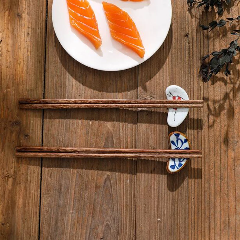6Pcs/Set Underglaze Half Moon Shape Chopstick Holder Ceramic Chopstick Rack Stand Kitchen Tableware for Household Dinner Supply