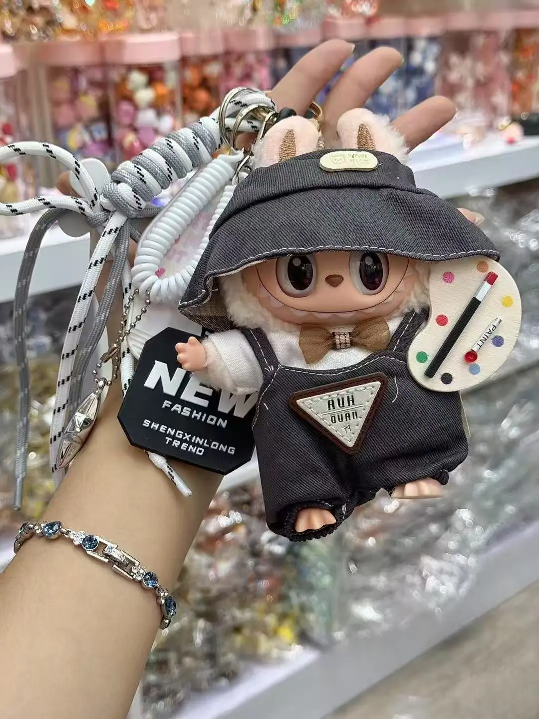 

High quality Cute Labubu Plush Doll With Clothes Korea Kpop Exo Idol Dolls DIY Cool Bag Pendant Backpack Accessories for Gifts
