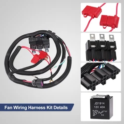 Dual Electric Fan Upgrade Wiring Harness Kit For Chevy GMC GM Truck SUV ECU Control Electric Cooling Fan Relay Wire Harness Kit