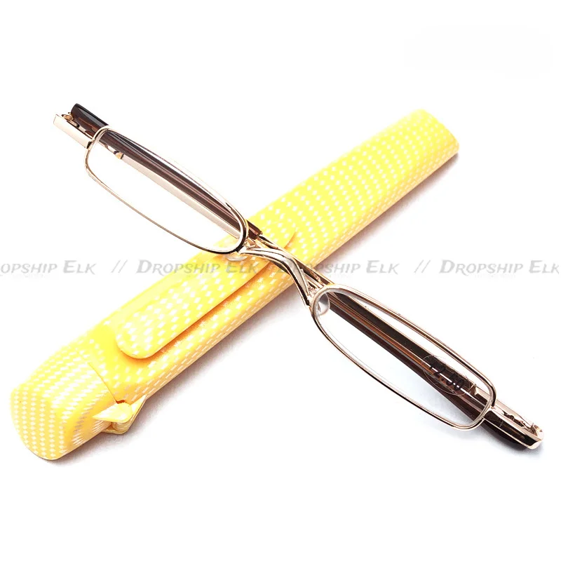 Flip Top Cover Fashion Mini Spring Frame Reading Glasses Resin Lens Portable Pen Barrel Reading Glasses for Men and Women