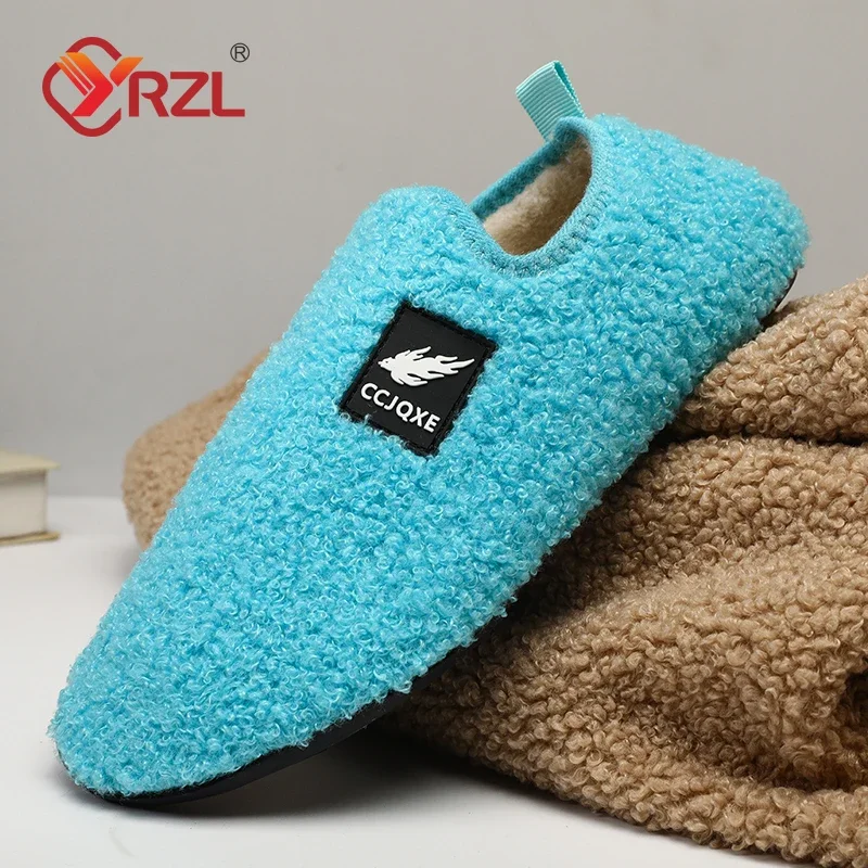 Yrzl chinelo de inverno masculino chinelos de algodão disigner quente casa interior sapatos casuais de alta qualidade antiderrapante pelúcia inverno casal sapatos