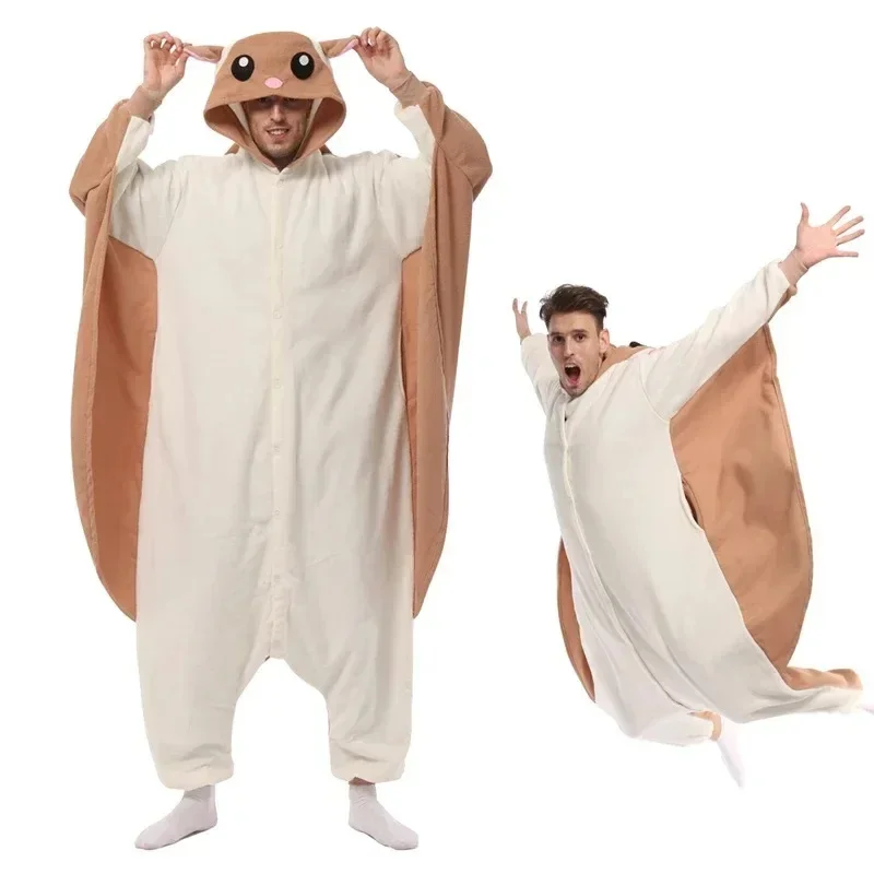 ELEIMOS Halloween Flying Squirrel Onesie For Women Men Adult Animal Kigurumis Pyjamas Cartoon Pajama Homewear Cos