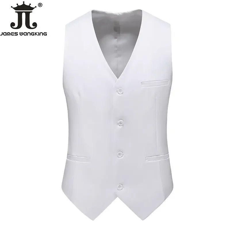 Vest Mens Fashion Casual High Quality Solid Color Slim Large Size Business Office Waistcoat Men Groom Wedding Dress Suit Vests