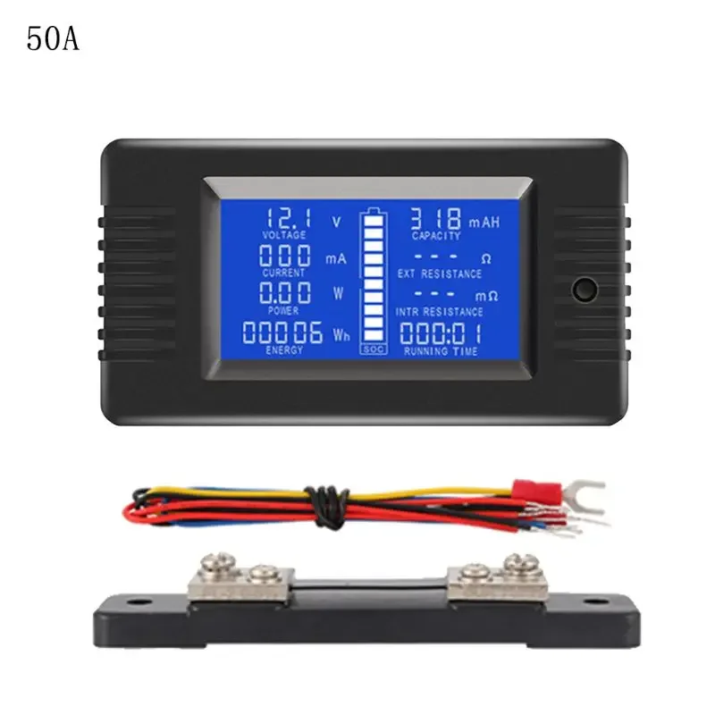 0-200V 50A/100A/200A/300A Battery Tester Current Impedance Capacity Watt Ampere Power Energy Time Meter C90A