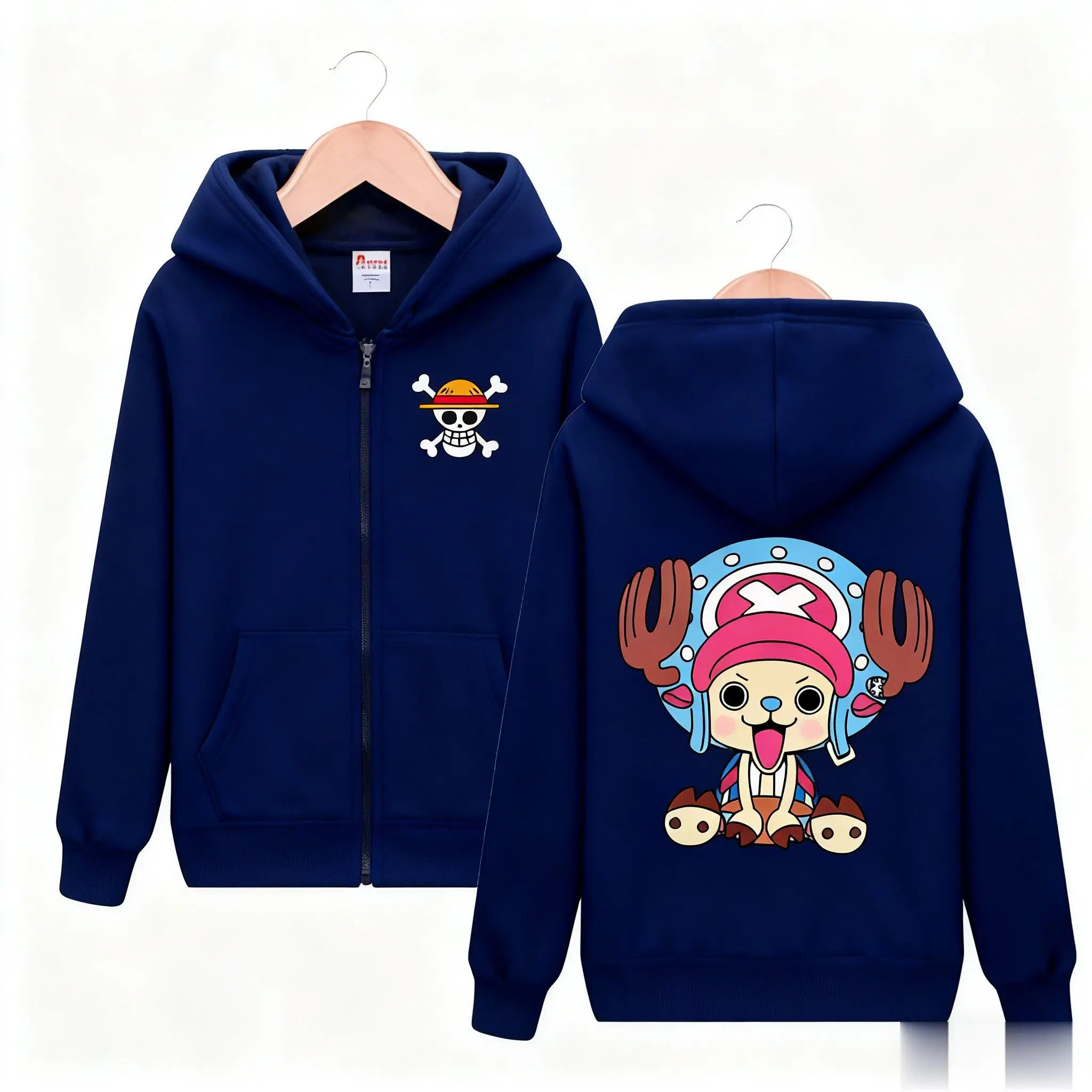 Uma peça luffy chopper moletom com capuz zip-up 2025 primavera outono casual anime dos desenhos animados impressão gráfica solta streetwear unisex