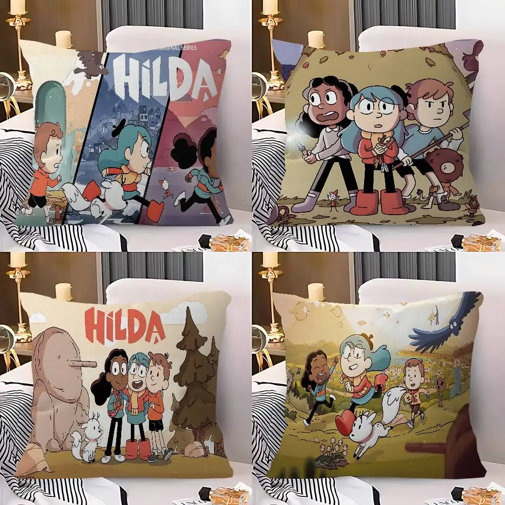 Cartoon Animated H-Hilda Pillow Cover Sofa Cushion Cover Home Room Decoration Children Gift
