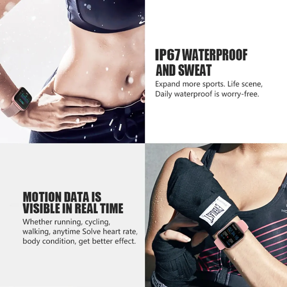 Bluetooth Smart Watch Ladies Pedometer Multi Sports Modes Health Monitoring IP67 Waterproof Fitness Tracker Women Smartwatch